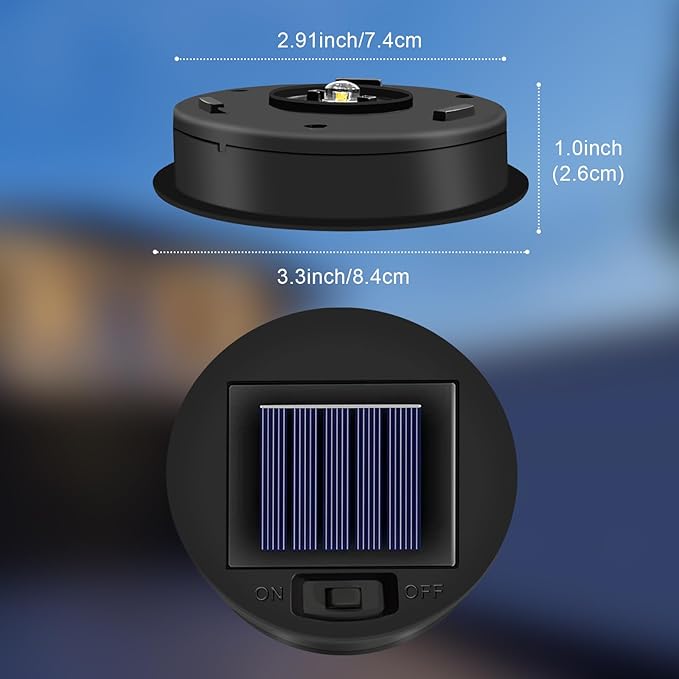 4 Pack Solar Lights Replacement Top (Top Size 3.3inch, Bottom Size 2.91 inch) Solar Lantern Light