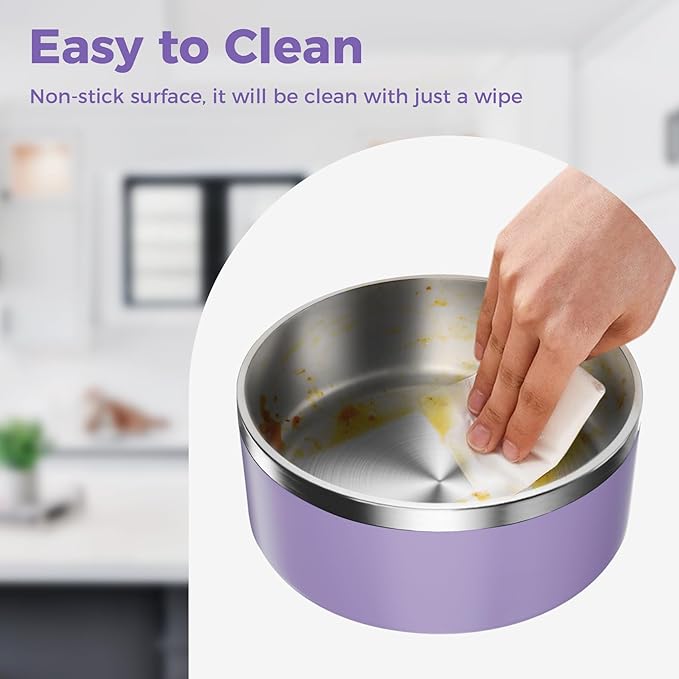 Dog Bowl, Stainless Steel Dog Food and Water Bowl with Non Slip Quiet Bottom, Easy to Clean