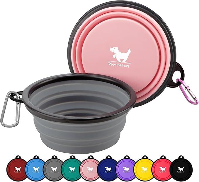Rest-Eazzzy Large Collapsible Dog Bowls 1000 ml, 2-Pack Dog Portable Water Bowl for Dogs Cats Pet