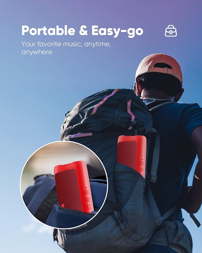 Bluetooth Speaker with HD Sound, Portable Wireless, IPX5 Waterproof, Up to 20H Playtime, TWS