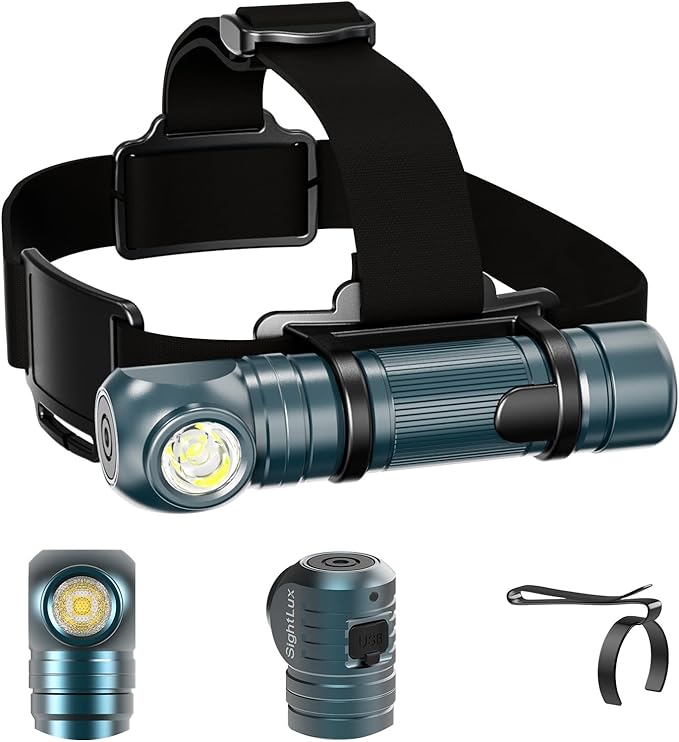 Headlamp Flashlight Rechargeable - 1500 Lumens Right Angle Headband LED Headlight, Waterproof Head