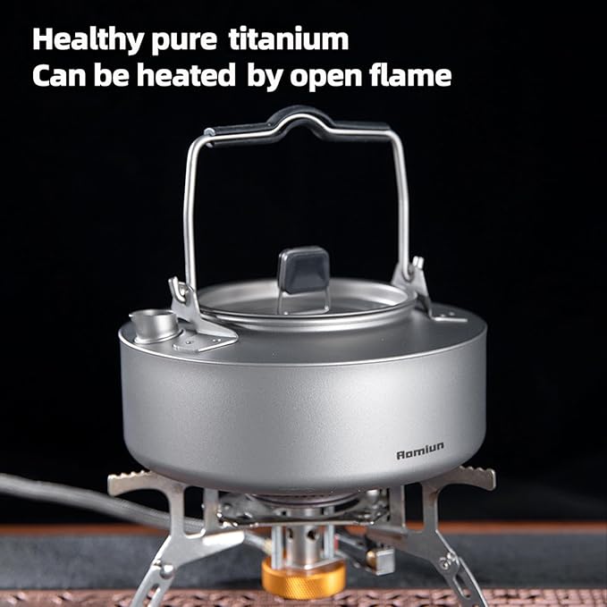 Camping Kettle Titanium Camp Tea Coffee Pot Portable Lightweight Tea Kettle Teapot Fast Heating