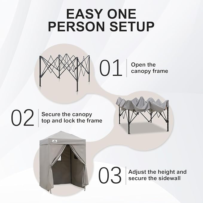 EAGLE PEAK Flex Ultra Compact 5x5 Pop-up Canopy, Sun Shelter, Changing Room, Portable Privacy
