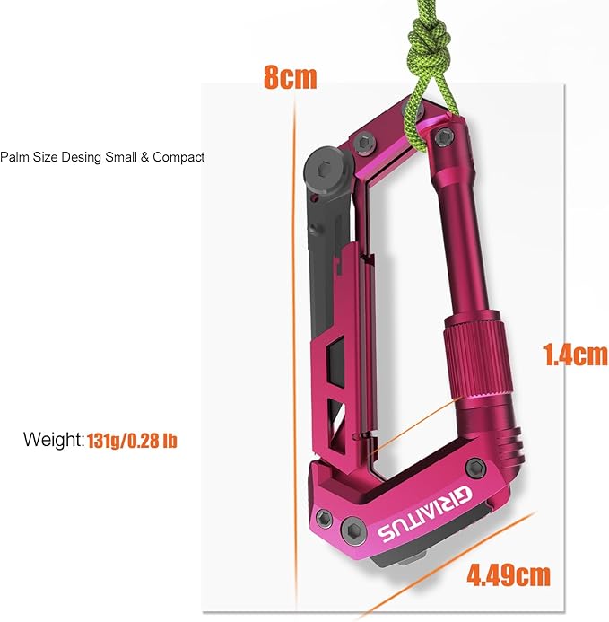 Dark Pink Color Multitool Carabiner EDC Pocket Multi-tool Knife Gifts for Mom Women Wife, EDC