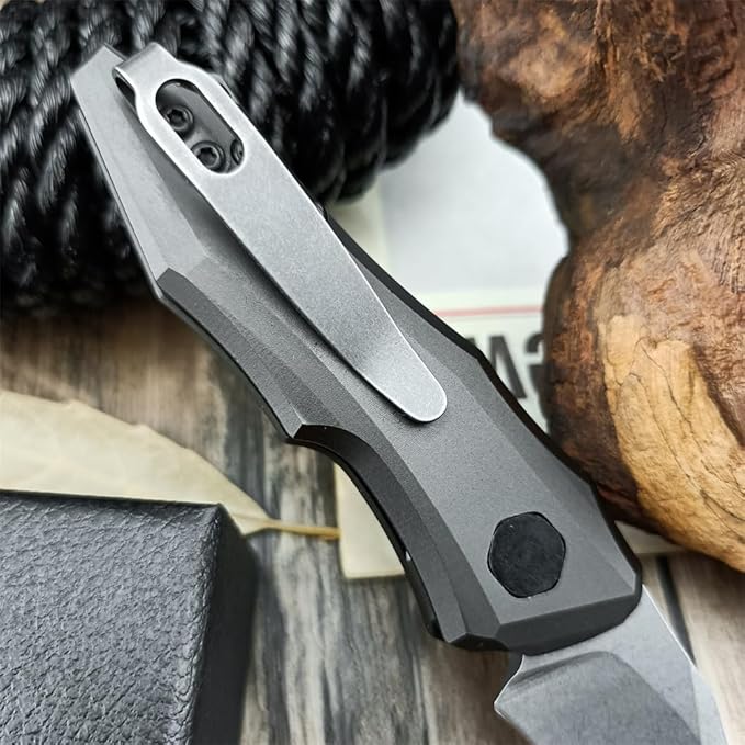 HUAAO Push Button Knife, Spring Assisted Opening, EDC Folding Pocket knives For Men,2.08 inch