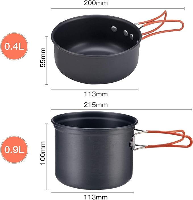 Bulin 24/13/11/8/4 PCS Camping Cookware Mess Kit Lightweight Backpacking Cooking Set Outdoor Cook