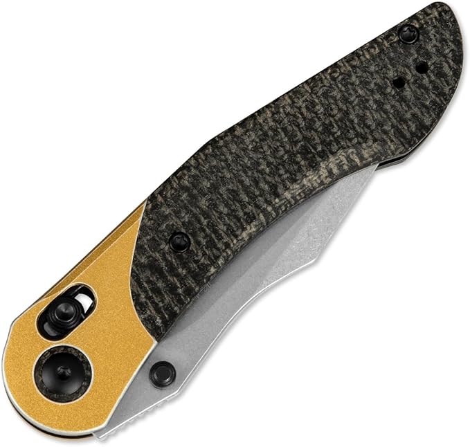 Kizer Mini Mystic Pocket Knife, 3.2" Nitro-V Blade EDC Knife with Black Burlap Micarta and Yellow