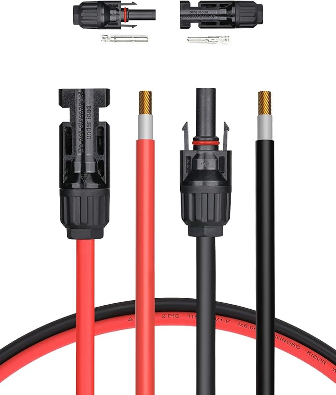 BougeRV 60 Feet 10AWG Solar Extension Cable with Female and Male Connector with Extra Pair of