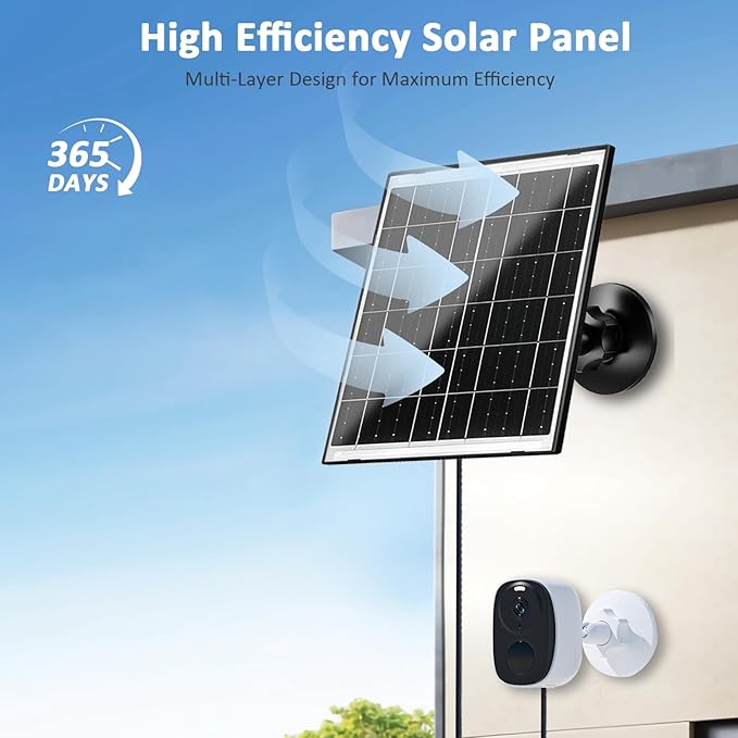 Zivif Solar Panel for Security Camera, 10W Solar Charger Compatible with Battery-Powered Camera
