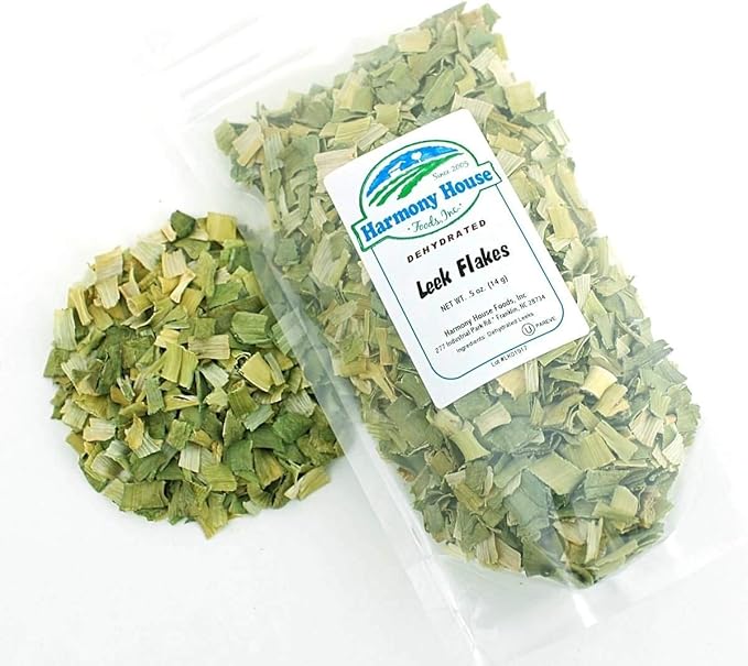 Harmony House Foods Dehydrated Leek Flakes - Air Dried Vegetables for Soup and Cooked Dishes, Great