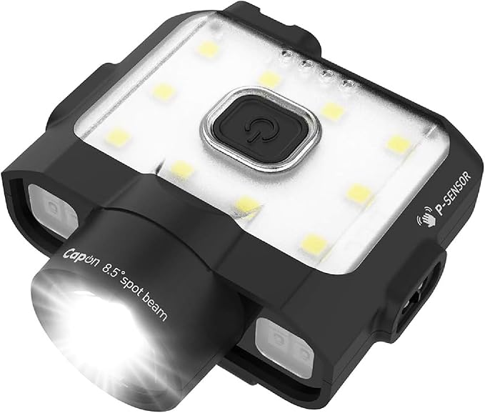 Claymore Capon 120D (Black) - Rechargeable Cap Light with Motion Sensor, Multi-Purpose Clip-On