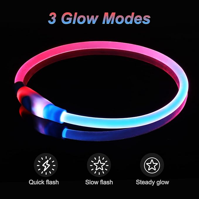 Light Up Dog Collars, USB Rechargeable Dlitk LED Dog Collar 1 Count, TPU Cuttable Size Glow Collar