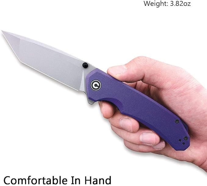 CIVIVI Brazen Folding Pocket Knife,3.5-Inch Tanto D2 Plain Blade,G-10 Outdoor Camping Hiking Knife