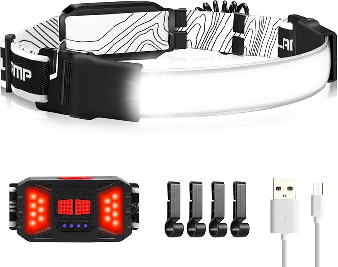 Adelante LED Headlamp Flashlight, 1000LM 230°Wide-Beam Rechargeable Head Lamp for Adults, Red