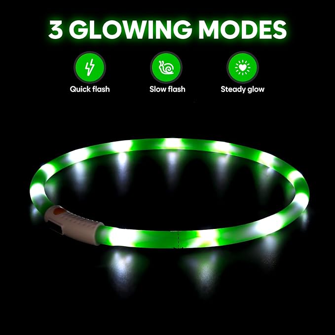 LED Dog Collar - HIGO Light Up Dog Collars Glow in The Dark, USB Rechargeable LED Dog Necklace