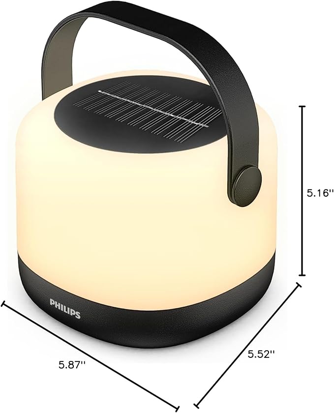 PHILIPS LED Solar Portable Light, 3-in-1 Light Setting 1-Pack Bright White (3000K), Color Changing