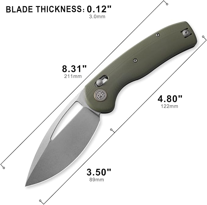 Petrified fish PFP13 Viper Folding Knife,3.5" K110 Steel Stonewashed Blade G10 Handle Pocket Knife