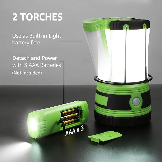 Lepro LED Camping Lantern Rechargeable or Battery Powered, 1000lm Camping Light with Detachable