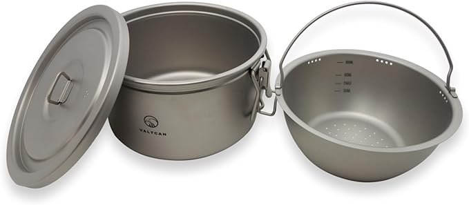 Valtcan 2000ml Titanium Rice Cooker Pot Home and Camping Backpacking Bento Lunch Box with locking
