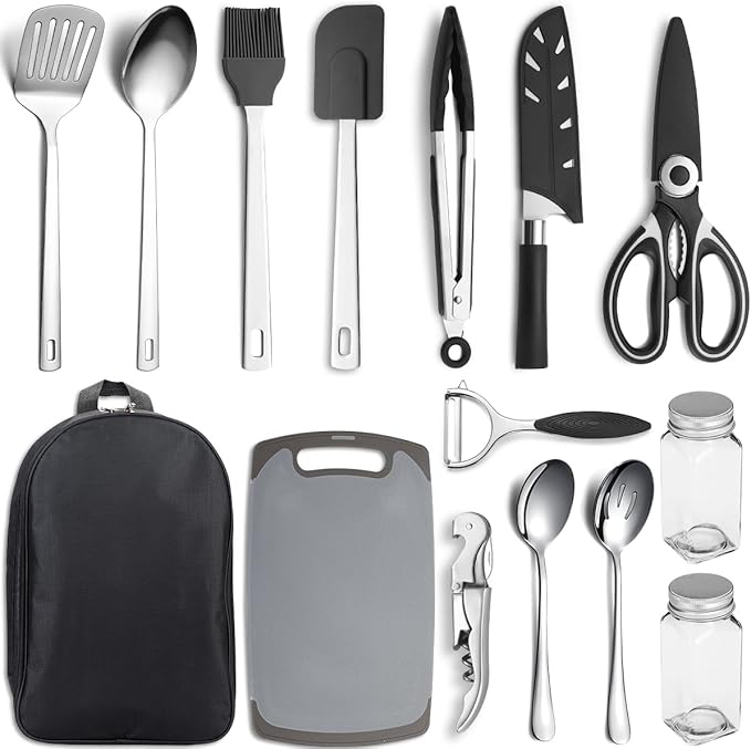 Kyraton Camping Cooking Set 15 Pack, Camping Cookware, Camping Supplies, Portable Camping Kitchen