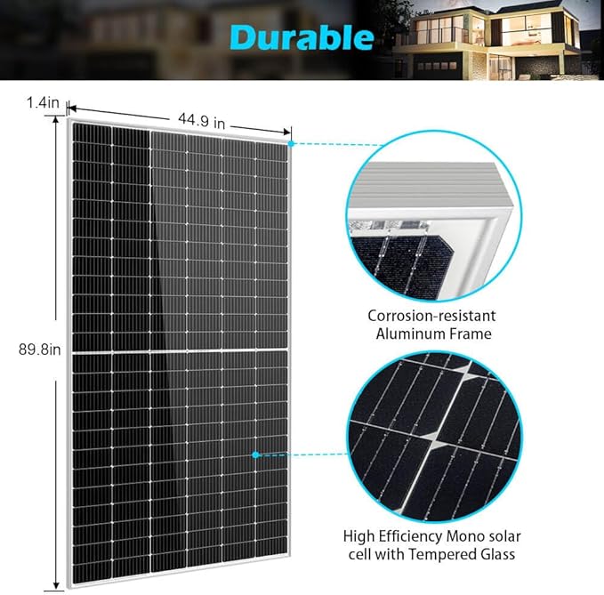 SUNGOLDPOWER 550W Solar Panel 6PCS,Monocrystalline,High Efficiency,IP68 Waterproof for Charging