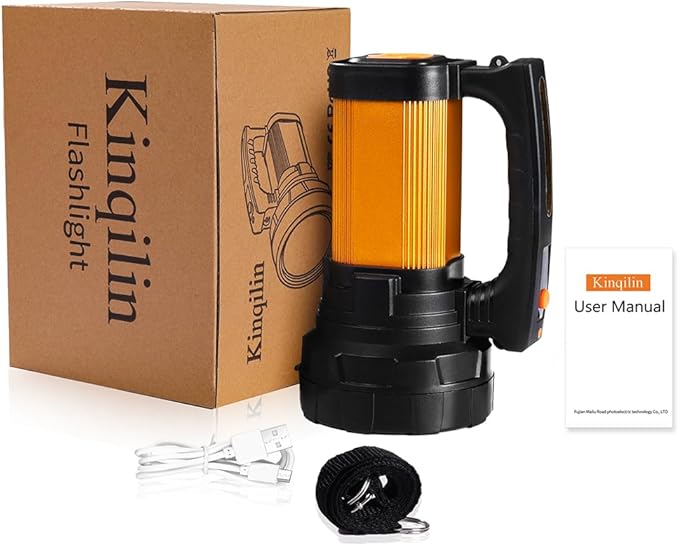 1200LM Rechargeable Spotlight Flashlight, IP67 Waterproof Handheld Flashlight with 3400mAh, 30H