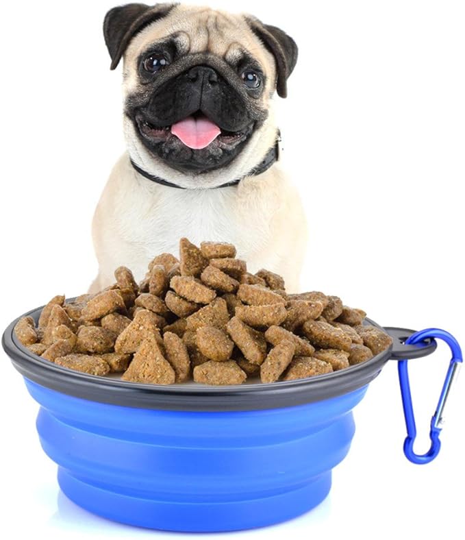 Collapsible Dog Bowls - 4 Pack, Portable Travel Water and Food Bowl with Carabiner Clip for Dogs