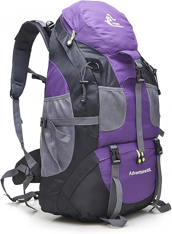 Bseash 50L Hiking Backpack, Water Resistant Lightweight Outdoor Sport Daypack Travel Bag for