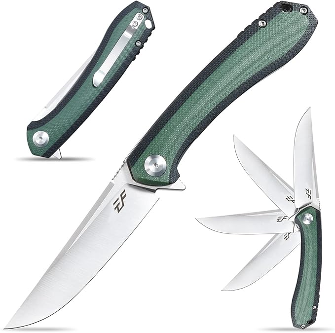 Eafengrow EF947 EDC D2 Folding Knife, G10 Handle Ball Bearing Folder with Locking Liner EDC Flipper