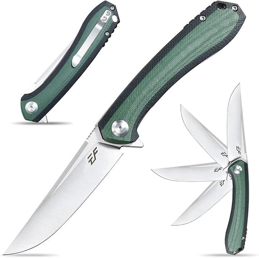 Eafengrow EF947 EDC D2 Folding Knife, G10 Handle Ball Bearing Folder with Locking Liner EDC Flipper
