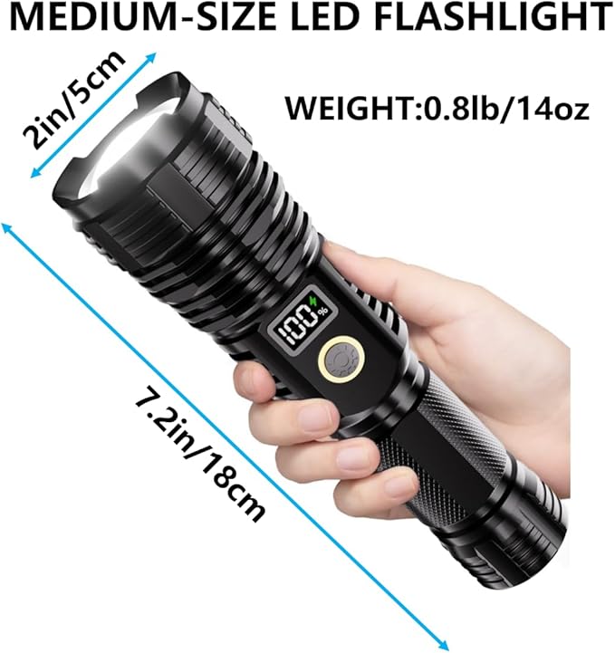 Flashlights High Lumens Rechargeable, LED Super Bright Flash Light Long Beam, Zoomable Linternas
