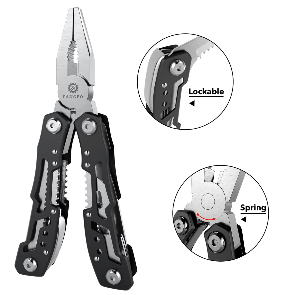 14-In-1 Multitool with Safety Locking, Professional Stainless Steel Multitool Pliers Pocket Knife