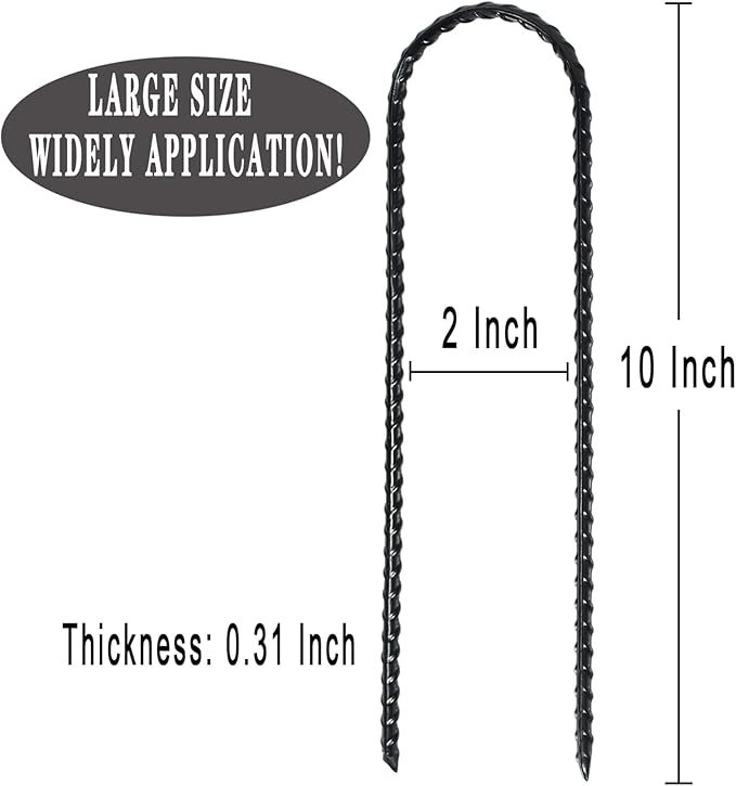 10"x2" Trampolines Wind Stakes Heavy Duty U Shape Galvanized Steel Trampoline Stakes Ground Anchors