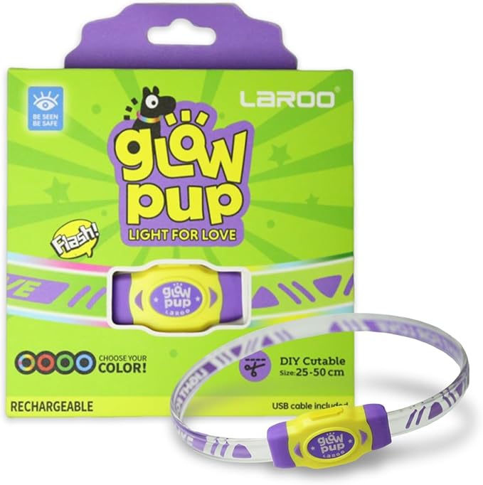 LaRoo LED Light Up Dog Collar, Multi-Color Glowing Safety Pet Collar, USB Rechargeable, Adjustable