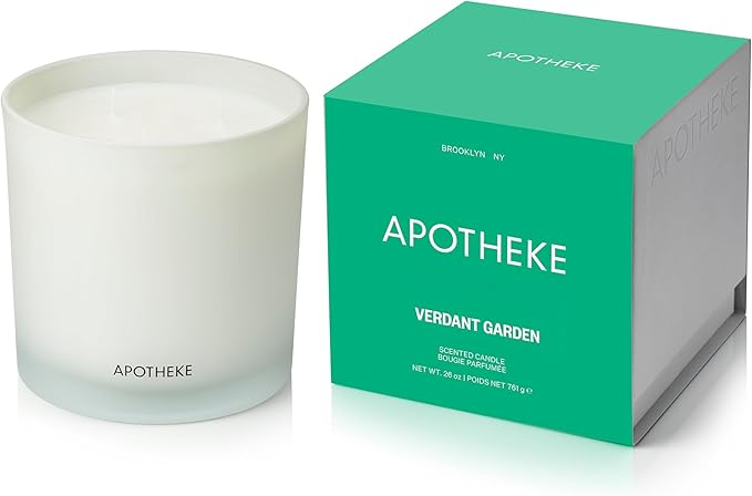 Apotheke 3-Wick Scented Candles for Home, Verdant Garden - 26 oz Soy Wax Jar Candle Gift for Women