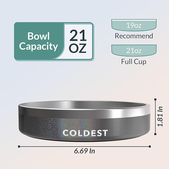 Coldest Dog Bowl - Anti Rust Metal, Non Slip, 3 Layers Insulated Stainless Steel Dog Bowls - Spill