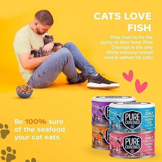 Pure Cravings Wet Cat Food Variety Pack Tuna, Salmon, Sardines, Tuna/Salmon in Gravy, 100%