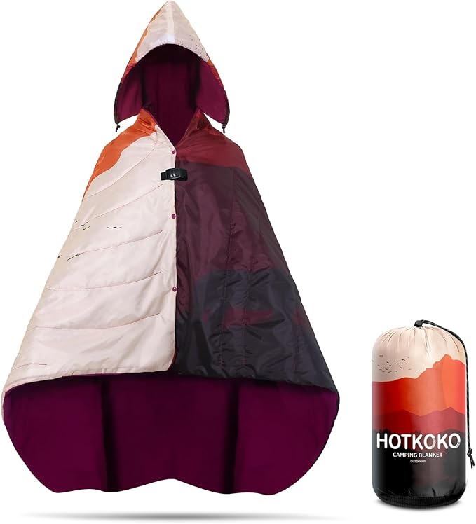 Waterproof Stadium Blanket, Soft Warm Fleece Camping Blanket Wearable Camp Blanket for Outdoor