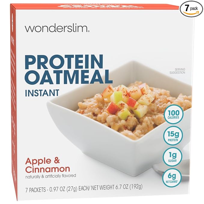 Wonderslim Instant Protein Oatmeal, Apple & Cinnamon, Gluten Free, Low Carb (7ct)