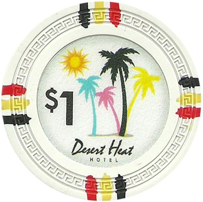 13.5-gram Desert Heat Premium Poker Chips (50-Pack) Heavy Clay Composite Set - Bulk Casino Chips