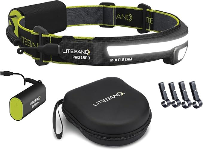 Liteband PRO Bundle 1500 Lumens LED Headlamp Rechargeable Battery Powered, Bright Tactical Head