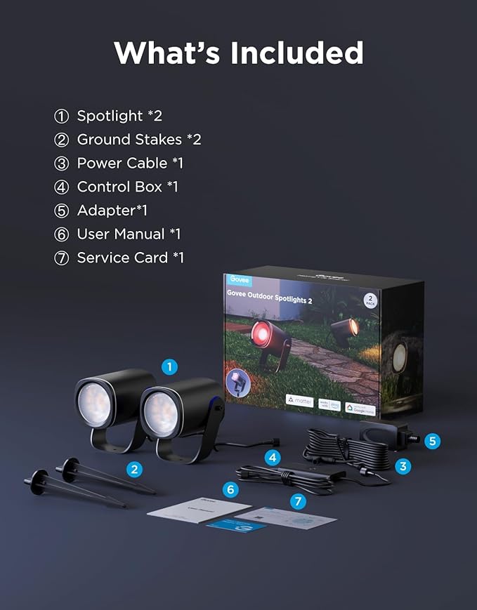 Govee Outdoor Spot Lights 2, IP67 Waterproof Spotlights, Landscape Lights Work with Matter, Alexa