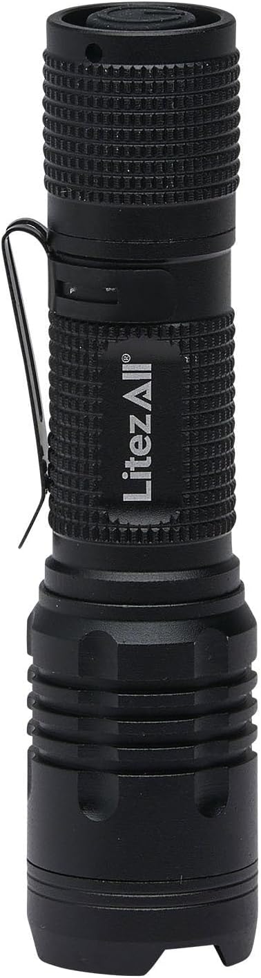 LitezAll 400 Lumen Tactical Flashlight, Compact LED Flashlight with Pocket Clip, Aerospace Aluminum