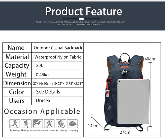 Small Hiking Backpack, 20L Lightweight Travel Backpacks For Men Women, Water Resistant Outdoor Day