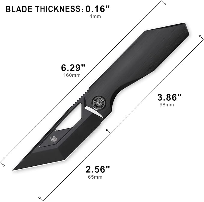 Knife Shimo Folding Knife,2.56" M390 Stonewashed Pocket Knife,3.86" Titanium Handle Frame Lock