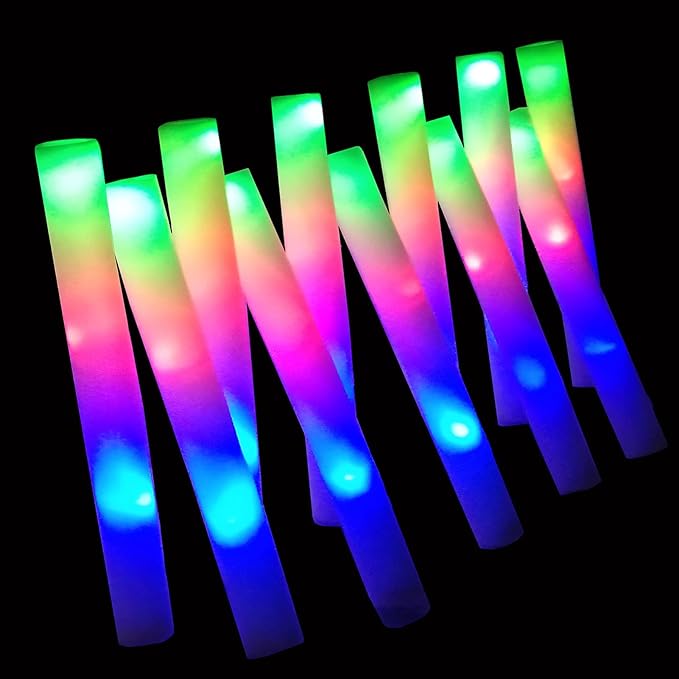 Foam Glow Sticks Bulk 160 PCS,3 Modes Flashing LED Light Sticks Glow in The Dark Party Supplies