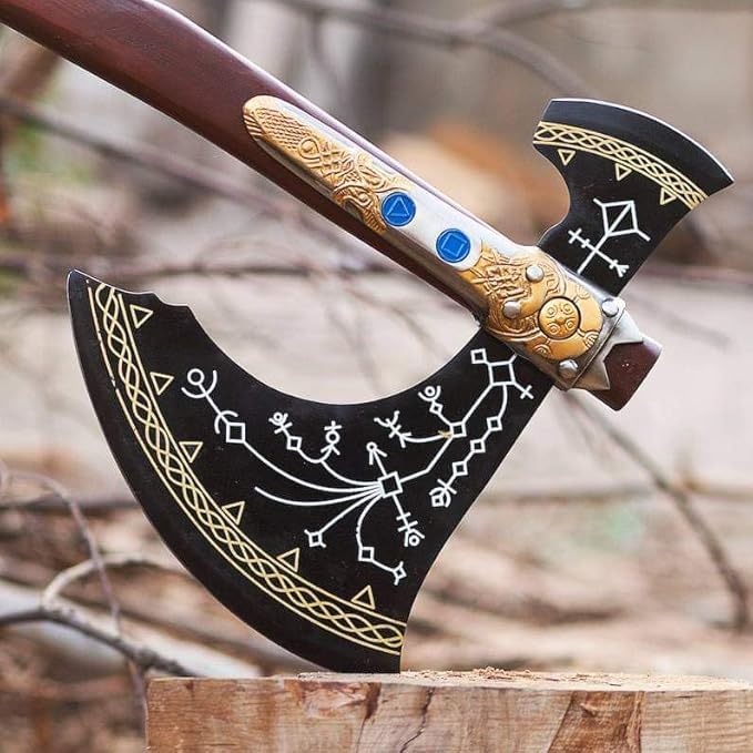 WAZIR Crafts 35" Handmade Kratos Viking Axe, God of War, Viking Axe, Cosplay Axe, Cosplay Armor