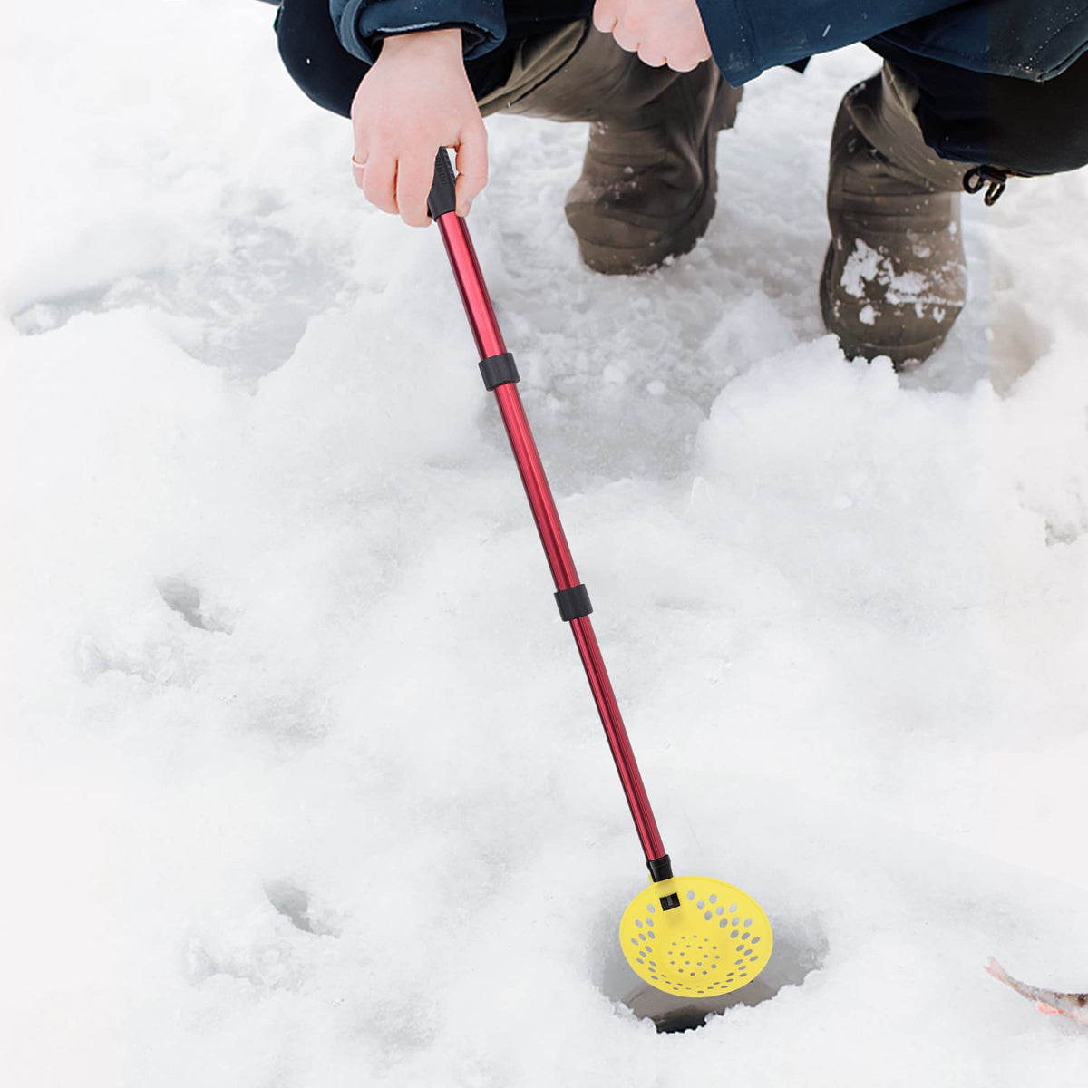 DECOHS Adjustable Ice Fishing Skimmer Scoop-Winter Ice Fishing Scooper with Long Handle-Ice Fishing