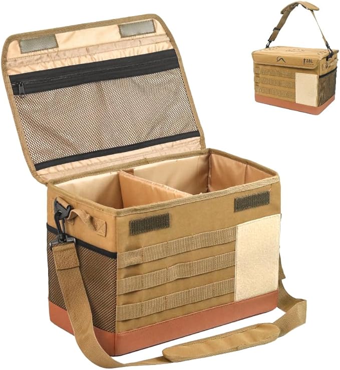 18L Camping Storage Bag, Multifunctional Waterproof Picnic Basket, Tent Stakes Organizer,with