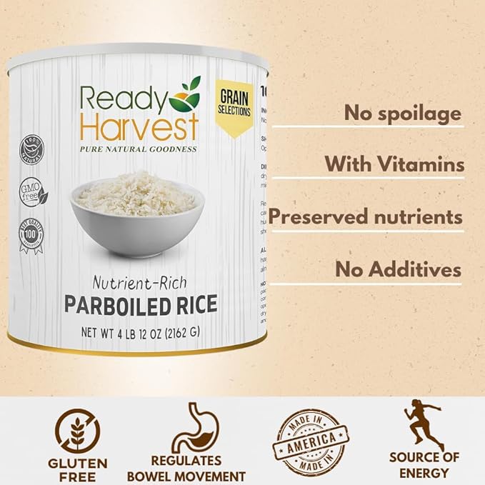 Ready Harvest Emergency Food - Parboiled White Rice | Survival Food | Pantry Staples | #10 Can |